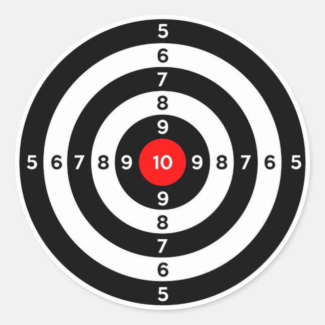 gun shooting range bulls eye target symbol classic round sticker (Front)