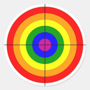 gun shooting range bulls eye target symbol gay classic round sticker