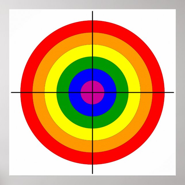 gun shooting range bulls eye target symbol gay poster (Front)