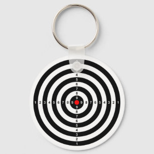 gun shooting range bulls eye target symbol keychain