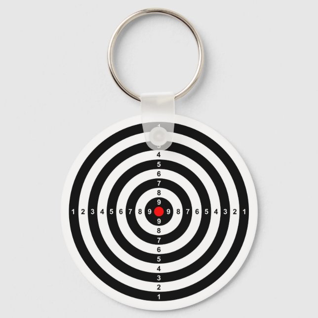 gun shooting range bulls eye target symbol keychain (Front)