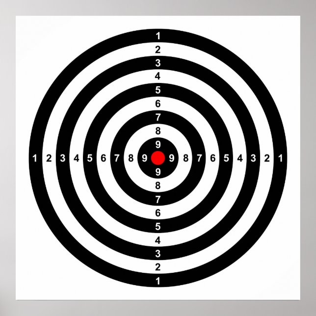 gun shooting range bulls eye target symbol poster (Front)