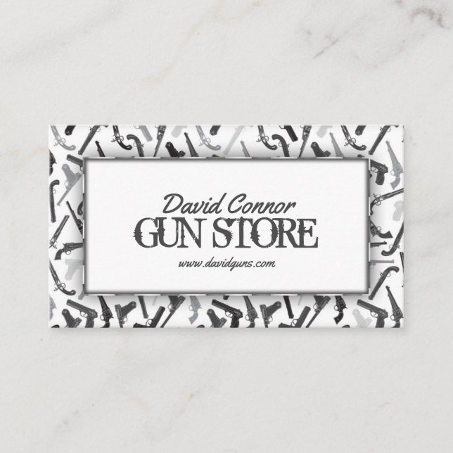 Gun Shop Firearm Pattern Simple White Grey Card (Front)
