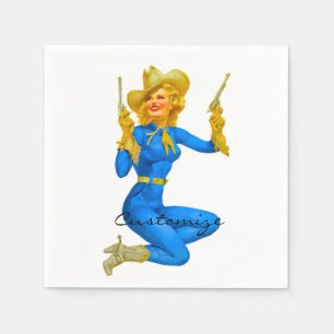 Gun-toting Pin-up Cowgirl Thunder_Cove Napkin