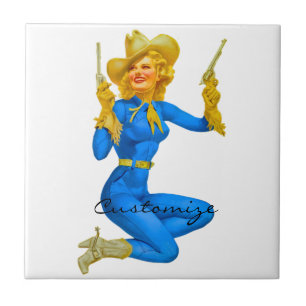Gun-toting Pin-up Cowgirl Thunder_Cove Tile