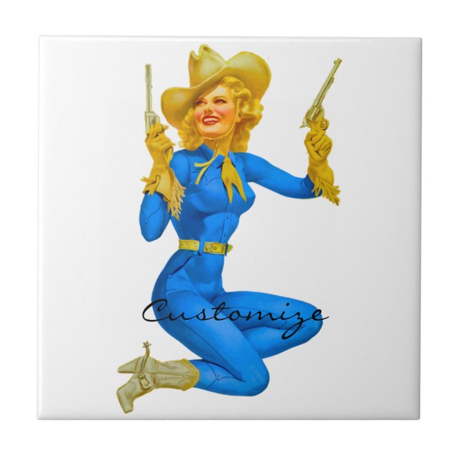 Gun-toting Pin-up Cowgirl Thunder_Cove Tile (Front)