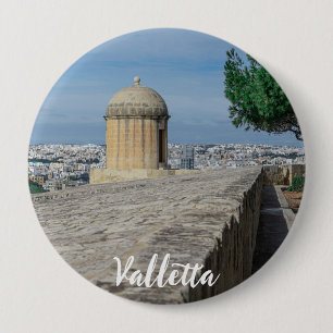 Gun turret on old city walls in Valletta, Malta 4 Inch Round Button
