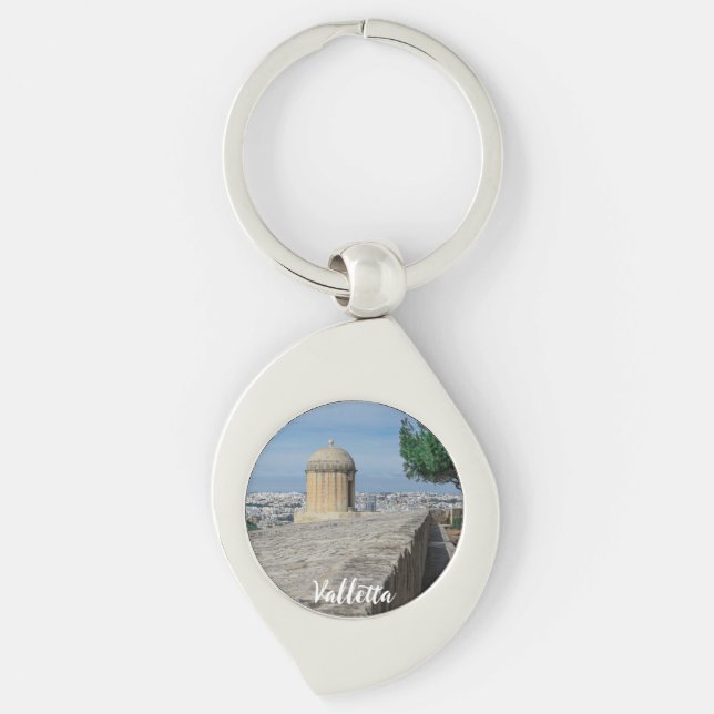 Gun turret on old city walls in Valletta, Malta Keychain (Front)