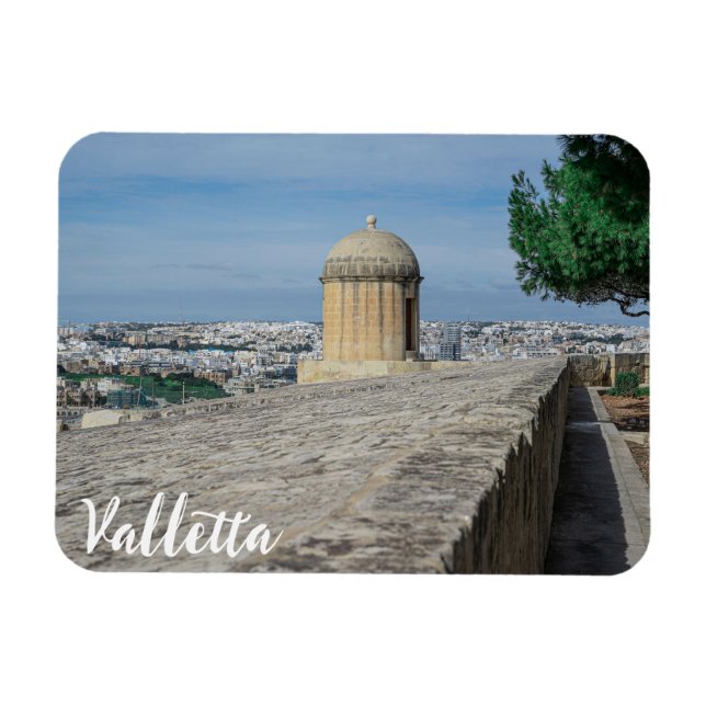 Gun turret on old city walls in Valletta, Malta Magnet (Horizontal)