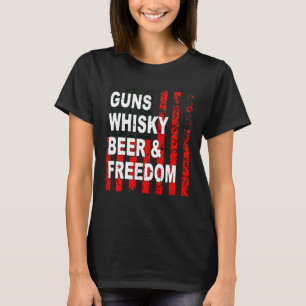 Gun Whisky Beer & Freedom American Flag T-Shirt