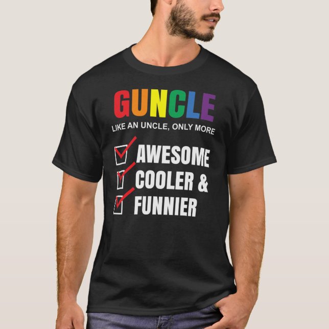 Guncle Definition Rainbow Funny For Uncle LGBT  T-Shirt (Front)