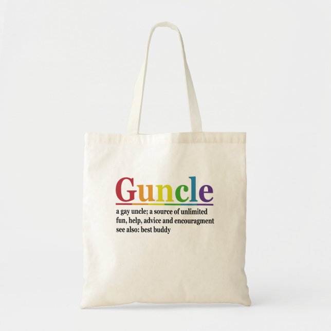 Guncle Definition Rainbow Funny Gift Tote Bag (Front)