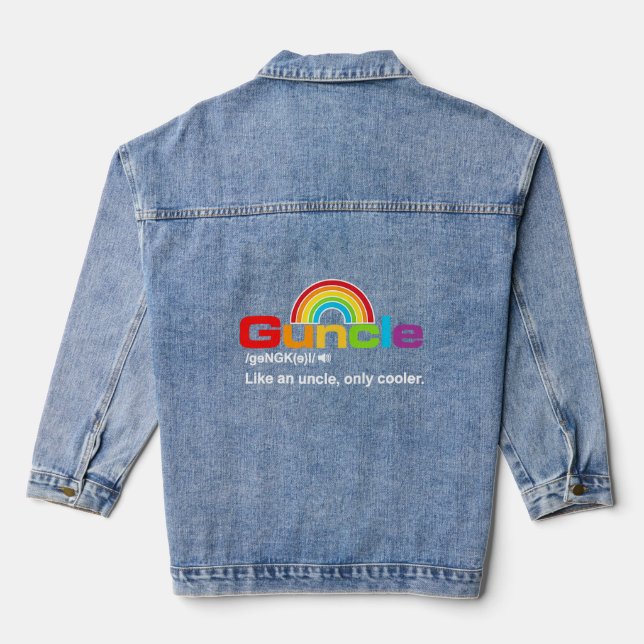 Guncle Rainbow Pride Support Lgbtq For Men Women B Denim Jacket (Back)