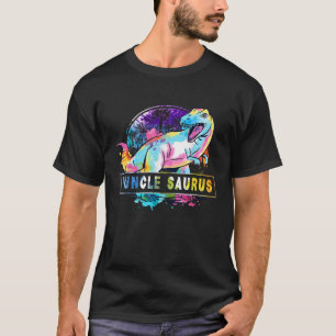 Guncle Saurus Dinosaur T Rex Rainbow Pride Colour T-Shirt