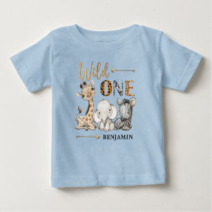 Gungle Wild One Baby Animals 1st Birthday Baby T-Shirt