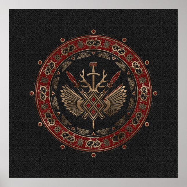 Gungnir - Black and Red Leather and gold Poster (Front)