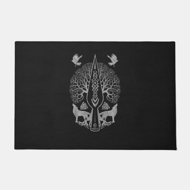 Gungnir - Spear of Odin and Tree of life Doormat (Front)