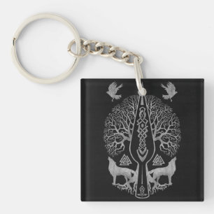 Gungnir - Spear of Odin and Tree of life  - Keychain