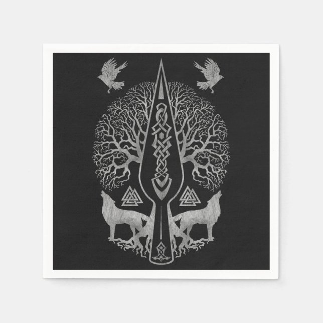 Gungnir - Spear of Odin and Tree of life  - Napkin (Front)