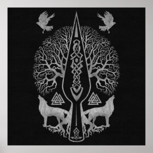 Gungnir - Spear of Odin and Tree of life  - Poster