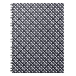 Gunmetal grey, metallic look, studded grid notebook