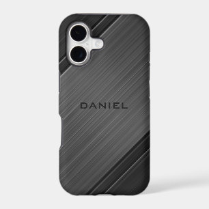Gunmetal Grey Textured Design Personalized Name