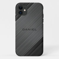 Gunmetal Grey Textured Design Personalized Name