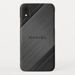 Gunmetal Grey Textured Design Personalized Name iPhone XR Case
