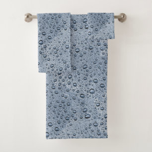 Gunmetal grey water droplets bath towel set