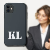 Gunmetal Metallic Solid Colour Minimalist Monogram