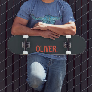 Gunmetal Modern Name Classic Trendy Skateboard