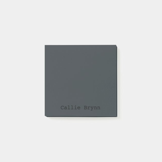 Gunmetal Professional Minimalist Black Script Post-it Notes (Front)