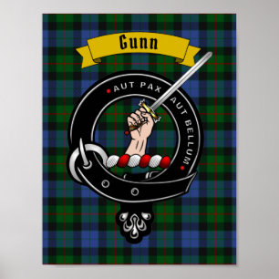 Gunn Clan Badge & Tartan 8.5x11 Poster