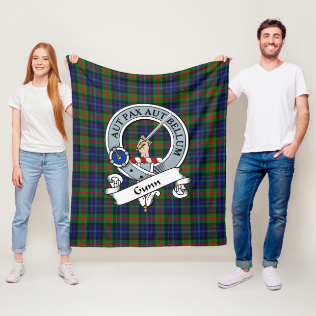 Gunn Clan Badge Tartan Plaid Fleece Blanket (In Situ)