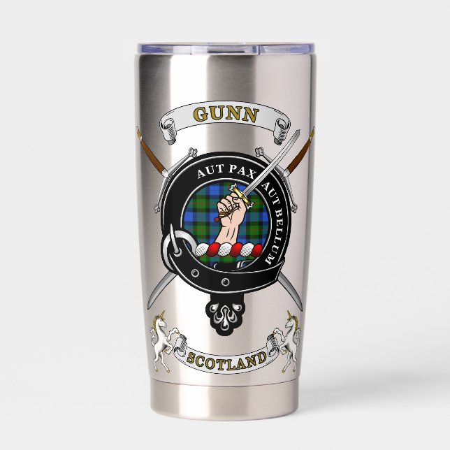 Gunn Clan Badge Tartan & Swords Insulated Tumbler (Front)