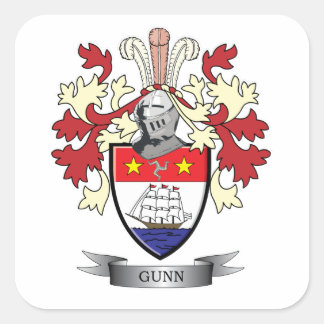 Gunn Family Crest Coat of Arms Square Sticker