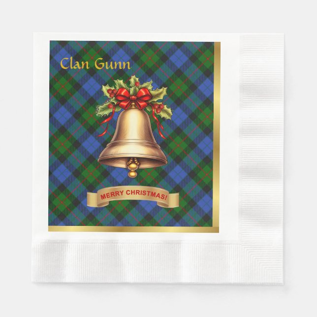 Gunn Personalized Tartan Christmas Napkin (Front)