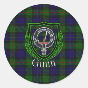 Gunn Scottish Clan Tartan & Crest Classic Round Sticker