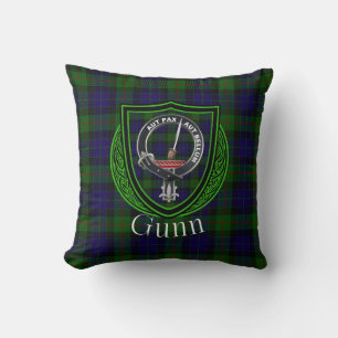 Gunn Scottish Clan Tartan & Crest Throw Pillow