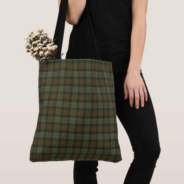 Gunn Weathered Scottish Clan Tartan Tote Bag (Close Up)