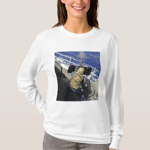 Gunners Mate firing a 50 calibre machine gun T-Shirt