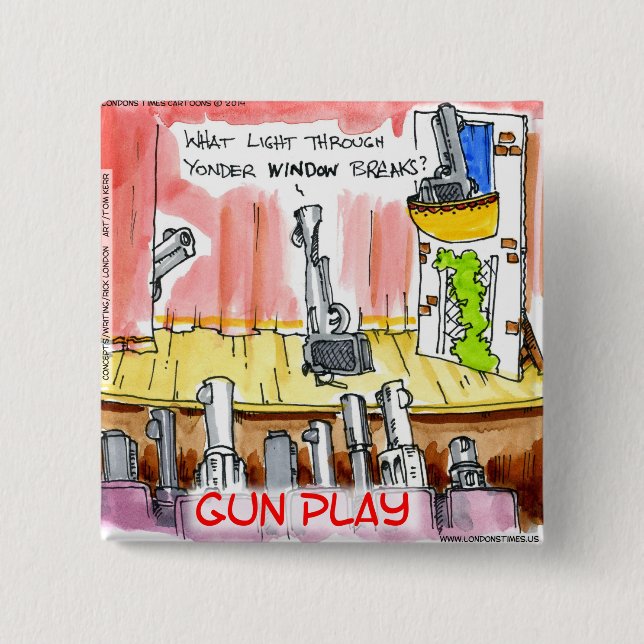 GunPlay Funny Cartoon 2 Inch Square Button (Front)