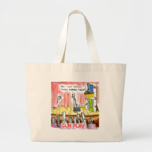 GunPlay Funny Cartoon Large Tote Bag