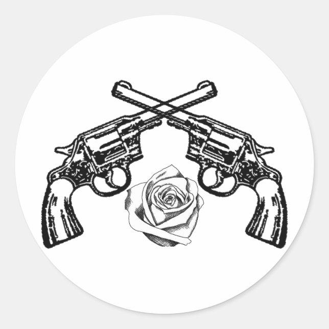 guns and roses classic round sticker (Front)