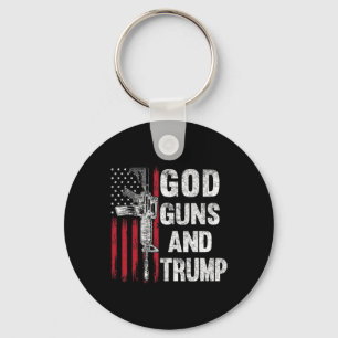 Guns And Trump 2nd Amendment Flag Ar15 American Fl Keychain