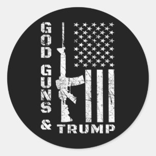 Guns And Trump 2nd Amendment Flag Ar15 (back)  Classic Round Sticker