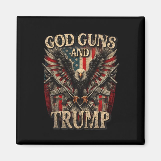 Guns And Trump 2nd Amendment Flag Eagle American F Magnet (Front)