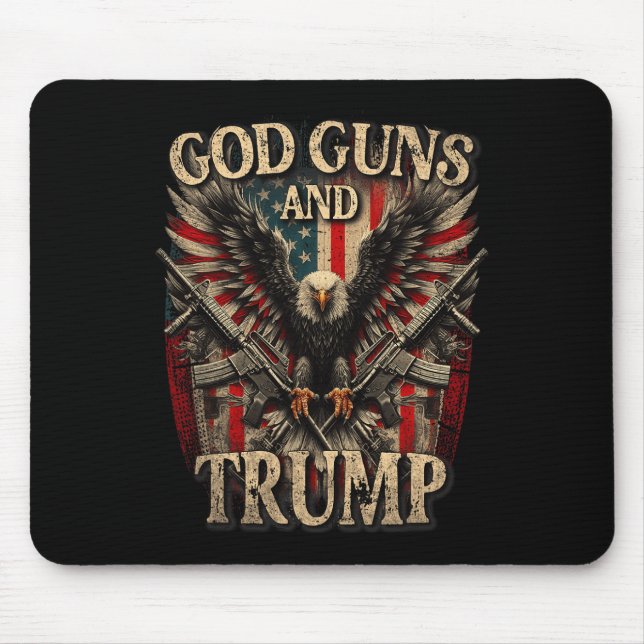 Guns And Trump 2nd Amendment Flag Eagle American F Mouse Pad (Front)