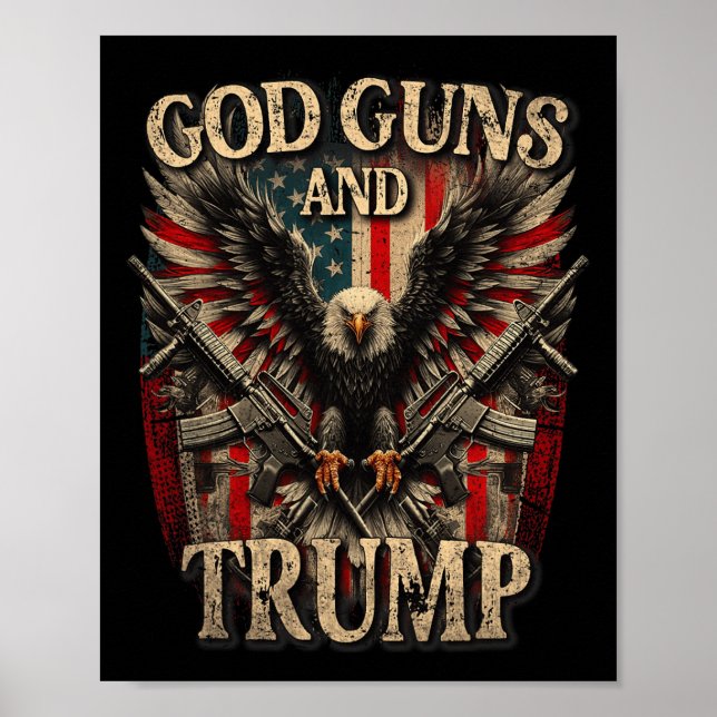 Guns And Trump 2nd Amendment Flag Eagle American F Poster (Front)