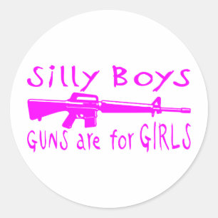 GUNS ARE FOR GIRLS CLASSIC ROUND STICKER